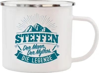 Produktbild von Echter Kerl Emaille Kaffeetasse Kaffeebecher Steffen