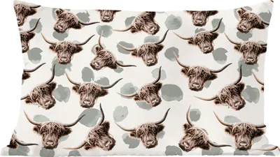 Produktbild von MuchoWow® Zierkissen Sofakissen Wohnzimmer Dekokissen 60x40 cm Muster - Tiere - Schottisches Hochlandrind - Kopfkissen - Polster mit Foto