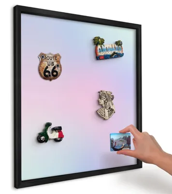 Produktbild von Magnettafel 50x50 cm mit schwarzem Rahmen - Magnetische Metalltafel, Magnetpinnwand zur Wandmontage für Wohnzimmer, Küche, Flur, Kinderzimmer und Büro - Pastellfarbener Farbverlauf