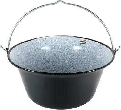 Produktbild von Gulaschkessel mit Dreibein 10 Liter emailliert Deckel Dreibein 1,80 m Gulaschtopf Set