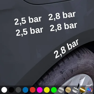 Produktbild von PantherPixel Reifendruck Aufkleber Reifenluftdruck BAR Luftdruck Sticker Auto Geschenkidee Farbe Weiss