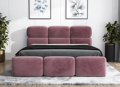 Produktbild von Polsterbett MAROKO-OM 140x200 cm mit Bettkasten und Lattenrost. Farbe: Rosa.