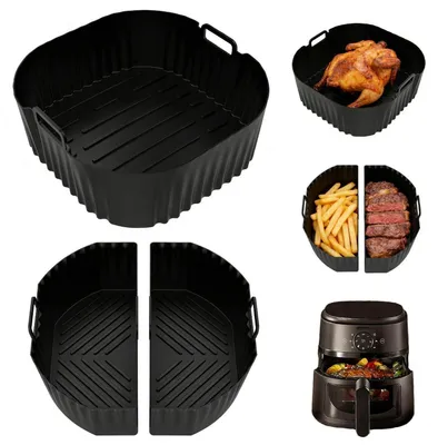 Zdjęcie produktu dla Akcesoria do frytkownicy bezolejowej: zestaw 3 silikonowych foremek, papier do pieczenia, zamiennik do grillowania i pieczenia