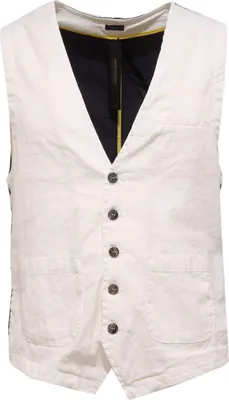Produktbild von 0213W gilet uomo MESSAGERIE Leinen/Baumwolle weiß/schwarz Weste Mann