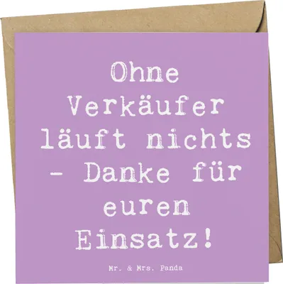 Produktbild von Mr. & Mrs. Panda Klappkarte Spruch Verkäufer Helden - Lavendeltraum - Geschenk, Dankesspruch Verkauf, Aufmerksamkeit, Anerkennung, Dankeschön, Wertschätzung, Danke sagen