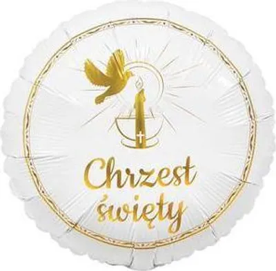 Zdjęcie produktu dla Balon foliowy Chrzest Święty (gołąbek i świeca) 46cm