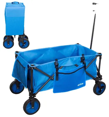 Produktbild von Strandtransportwagen, verstärkter Stahlrahmen, bis zu 80 kg Tragfähigkeit, 47 x 88 x 108 cm Abmessungen, 8,82 kg Gewicht, 360° Radsystem