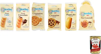 Produktbild von Italian Gourmet Italienisches Snack Set – Flauti, Crostatine, Plumcake & Schokobrötchen Verschiedene Sorten Ideal Für Frühstück & Pausen – Mix Box 6 Artikel + Italian Gourmet Polpa