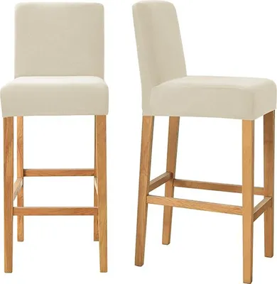 Produktbild von Velours-Barstuhlbezug in Creme – Elastisch und formstabil für Hocker