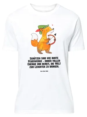 Produktbild von Mr. & Mrs. Panda T-Shirt Schütze Astrologie - Weiß - Geschenk, Sternzeichen, Geschenkidee, Tierkreiszeichen, Oversize, Shirt, Geburtstagsgeschenk, Tshirt, Lustiges