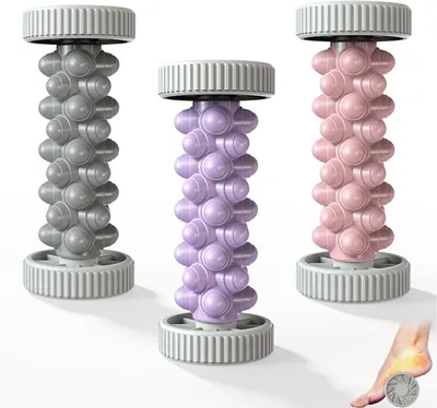 Productafbeelding van Set van 3 voetmassage rollers voor plantaire fasciitis, foamroller, voetmassage roller, set voetrollers met knobbeltjes voor hand- en voetmassage
