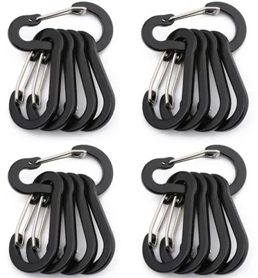 Productafbeelding van 20 Stuks Zwarte Karabijnhaken van Aluminium, Mini Sleutelhangers voor Outdoor
