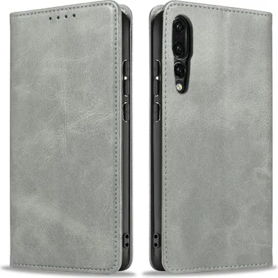 Produktbild von Handyhülle für Huawei P20 Pro Kunstleder Flip Cover Hülle Handytasche Case Kartenfach Farbe: Grau