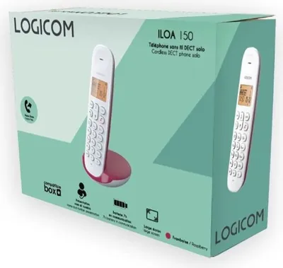 Zdjęcie produktu dla Stacjonarny telefon bezprzewodowy - LOGICOM - DECT ILOA 150 SOLO - Raspberry - Bez automatycznej sekretarki