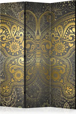 Zdjęcie produktu dla Parawan dwustronny Tła i desenie 135x172 cm 3-częściowy zielony