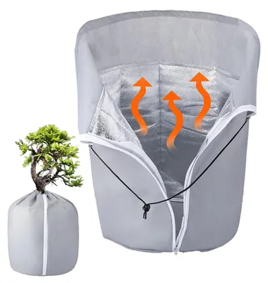 Image de Protection thermique pour plantes en pot, avec fermeture éclair et cordon de serrage