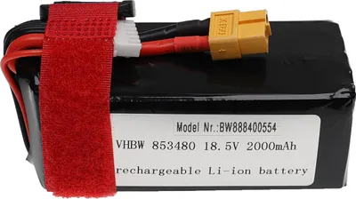 Produktbild von vhbw Akku kompatibel mit XT60 Stecker für Modellbau z.B. Racing Car, Helikopter, Flugzeug (2000mAh, 18,5V, Li-Polymer, 91 x 36 x 45 mm)