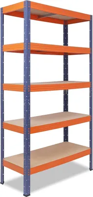 Produktbild von Pro 200x90x60 cm Schwerlastregal in blau-orange mit 5 Böden und 200 kg Traglast pro Boden