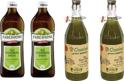 Produktbild von 2x Farchioni Natives Olivenöl Extra Il Casolare Grezzo + 2x Farchioni Classico Extra Natives nativ Olive Olivenöl 1L