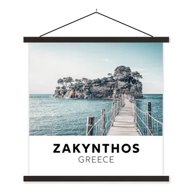 Produktbild von MuchoWow® Textilposter Griechenland - Zakynthos - Meer 120x120 cm mit schwarzem Rahmen - Aufhängungsset