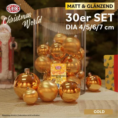 Produktbild von Christbaumkugel-Set Gold 30tlg.
