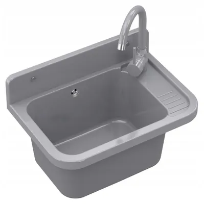 Produktbild von Granitan | Wirtschaftsspüle - PARON - mit ausziehbarer Armatur - mit Siphon - Grau - 50 x 34 cm - für Waschküche und Garage