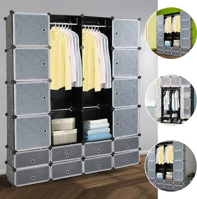 Produktbild von Jopassy Kleiderschrank Kleiderschränke Kinderregal Badregal Schuhregal DIY Stabil Aufbewahrung Schrank 16 Würfel