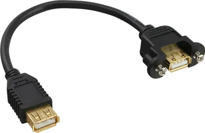 Produktbild von InLine® USB 2.0 Adapterkabel, BU A auf Einbaubuchse A, vergoldete Kontakte, 0,2m