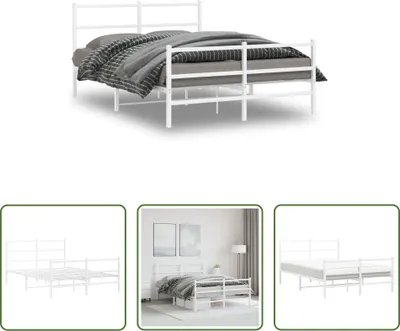 Produktbild von The Living Store Bettgestell mit Kopf- und Fußteil Metall Weiß 140x190 cm