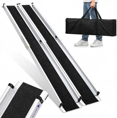 Obrázok produktu pre Rampu pre invalidné vozíky, výsuvná, 87-152 cm, hliníková, pre schody a schodiská, s protišmykovou povrchovou úpravou, ľahká, nosnosť 300 kg, vhodná pre elektrické invalidné vozíky a skútre