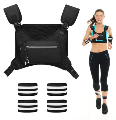Image de Gilet de course réfléchissant, imperméable, avec support pour téléphone et poche poitrine, 2 poches, ceinture réglable