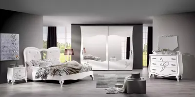 Produktbild von Schlafzimmer 5 tlg. Set Bett 2x Nachttische Kleiderschrank Modern Möbel