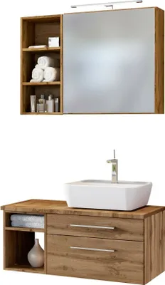 Produktbild von Held Möbel Waschtisch-Set Davos 90 cm -E- (rechts) Wotaneiche/Wotaneiche