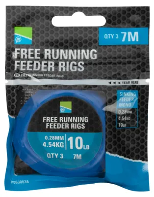 Obrázok produktu pre 3 ks PRESTON FREE RUNNING FEEDER RIGS 7 m / Ø 28 mm / 4,54 kg / 10 lb montáž na kŕmnu udicu