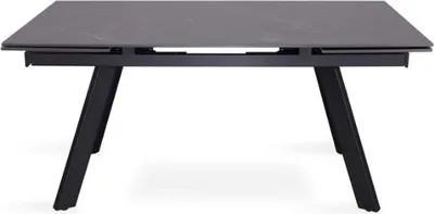 Image de Table de salle à manger extensible Hertha | 160/240 x 90 x 76 cm | Noir/Pierre