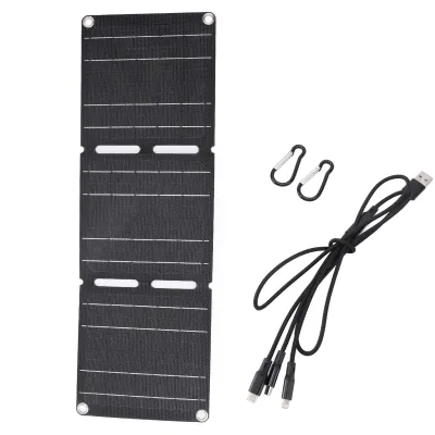 Obrázok produktu pre 30 W solárny panel s dvoma výstupmi USB, vodotesný podľa IP68, prenosný a skladací, s pripojením 1 až 3 káblov na kempovanie
