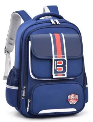 Produktbild von Schulrucksack Jungen 1-5 Klasse, Ergonomisch, Marineblau-Rot, Wasserabweisend, 6 Fächer, 30x17x41 cm
