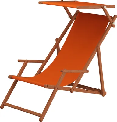 Produktbild von Gartenstuhl terracotta Sonnenliege Strandstuhl Sonnendach Kissen Deckchair Buche 10-309 S KD