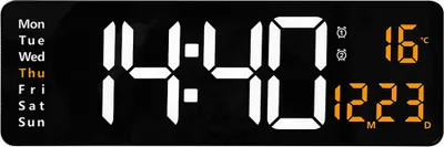 Produktbild von 16-Zoll-Großbildschirm-Funktionsanzeigeuhr, Digitaluhr, schlichte Wohnzimmer-Wanduhr,orange