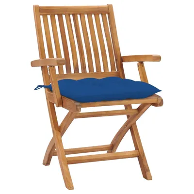 Image de Chaises de jardin pliantes avec coussins 4 pcs. Bois massif teck