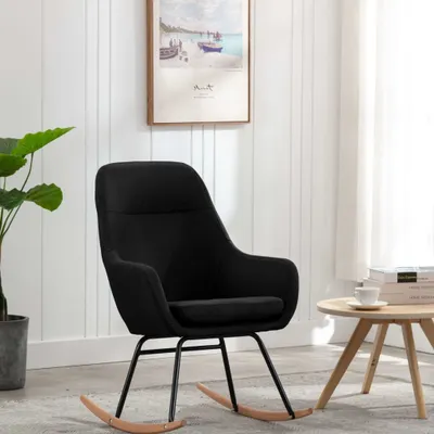 Produktbild von The Living Store Schaukelstuhl Schwarz Stoff