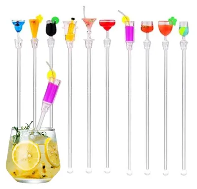 Productafbeelding van Cocktailroerstaafjes - 10 stuks van acryl - Voor het mengen van dranken - 23 cm, verkrijgbaar in verschillende kleuren