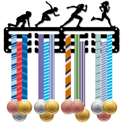 Medaillenhalter Leichtathletik, Eisen, 29x13 cm, 12 Haken, schwarz