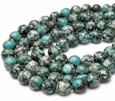 Turquoise Mosaik Edelsteinkugeln 8 mm, 48 Stück, mit Loch