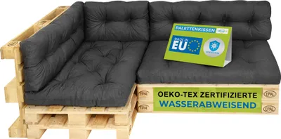 Produktbild von Pillows24 - Polštáře na palety odolné proti vodě a UV záření - SADA 6 | polštáře na europalety 120x80 - paletový nábytek - venkovní/venkovní, grafitová