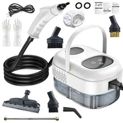 Image de Nettoyeur vapeur portatif, 2500 W, avec réservoir d'eau de 1 litre, 5 buses et accessoires