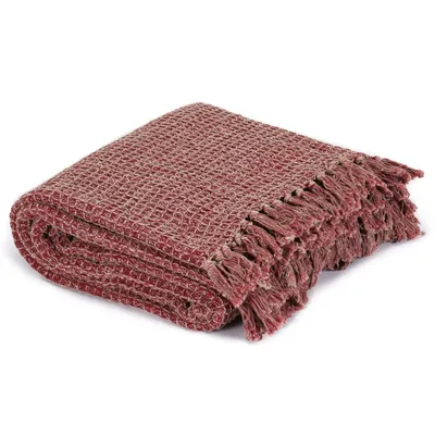 Zdjęcie produktu dla vidaXL Narzuta bawełniana 220x250 cm bordowo-czerwona