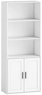 Immagine prodotto di Libreria con Ripiani Aperti e Armadietto 2 Ante 60x30x145.5 cm in MDF Bianco
