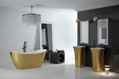 Immagine prodotto di Vasca da bagno freestanding di design dorata Vasca da bagno in oro Vasca da bagno in acrilico