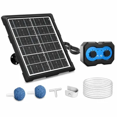 Produktbild von Solar Teichbelüfter mit Akku 2200mAh, 3W Solar Luftpumpe für Gartenteich & Aquarium, IP65 wasserdicht, leise Sauerstoffpumpe mit USB Ladefunktion